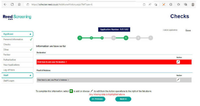 Reed Screening checks screen grab