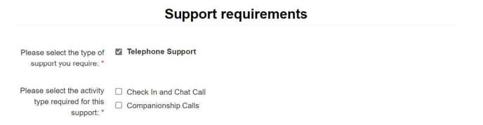 Screen grab from the GoodSAM app showing support requirements when referring yourself 