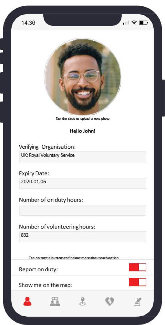 An example of volunteer ID in the GoodSAM app