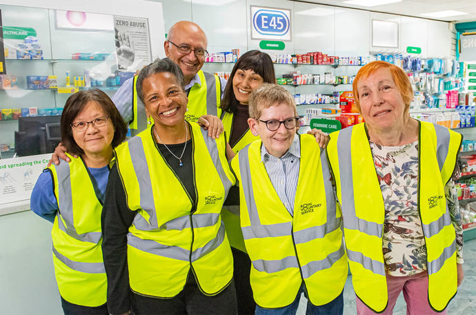 A group of Volunteer Responders in a local pharmacy 