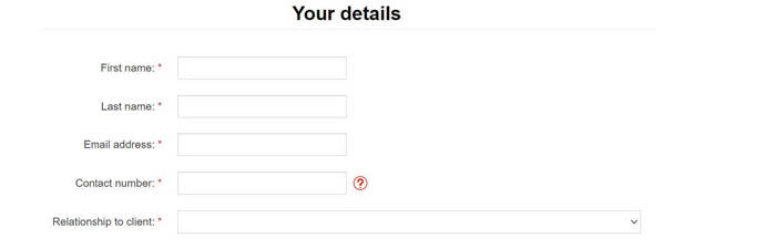 Screen grab from the GoodSAM app showing Your Details for referral for someone who needs support  