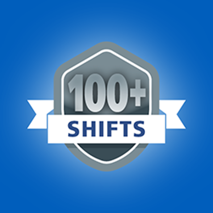 Image of 100 plus shifts badge