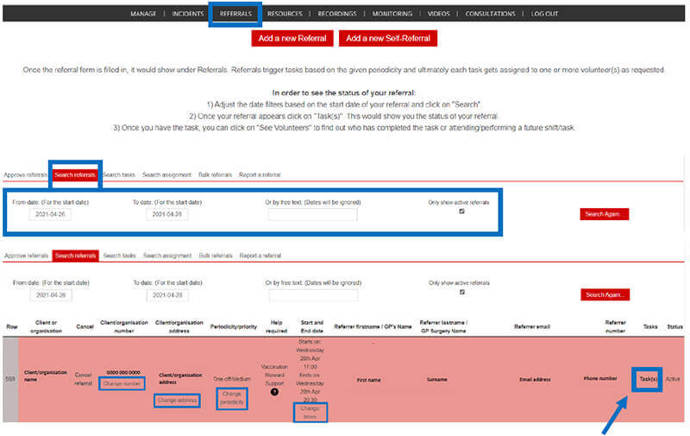 Managing your referrals GoodSAM app screen grab 