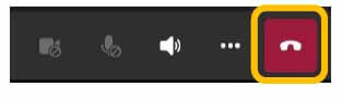 Screen grab from Microsoft Teams showing how to leave on mobile