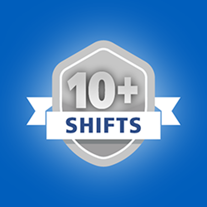 Image of 10 plus shifts badge