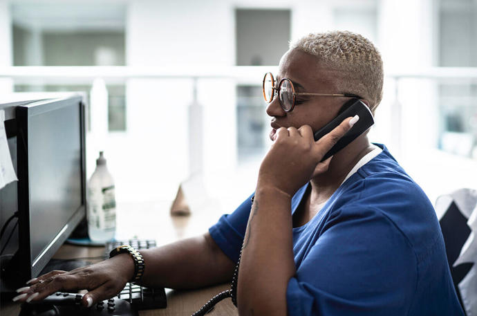 A medial professional on the phone 