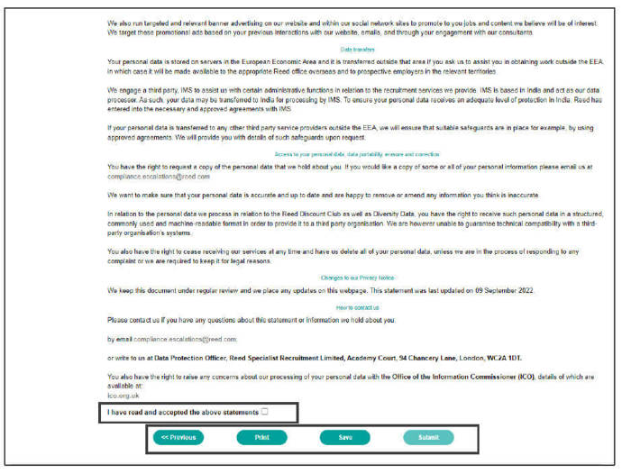 Reed Screening Privacy Policy screen grab