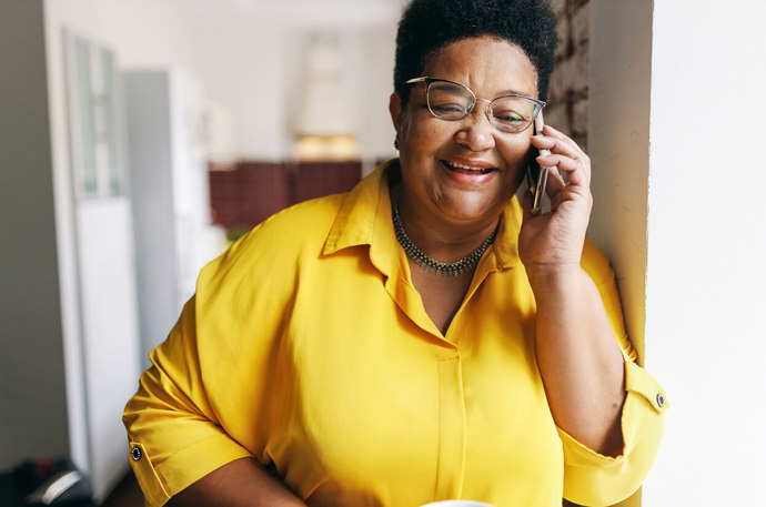 A volunteer making her first Check In and Chat Call 